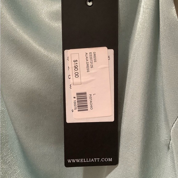 Elliatt Satin Asymmetrical Midi Dress in Sage - Picture 4 of 4